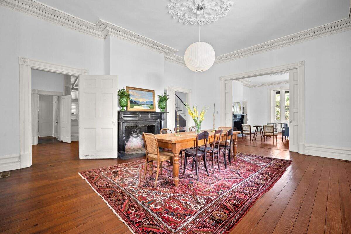 The formal dining room space at 400 Wilmington Street offers an elegant area for entertaining.