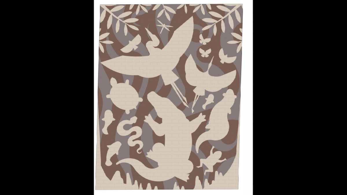 This mosaic of animals and birds that can be found in the Cypress Wetlands will be placed in the new brick that will be part of the Paris Avenue improvements.