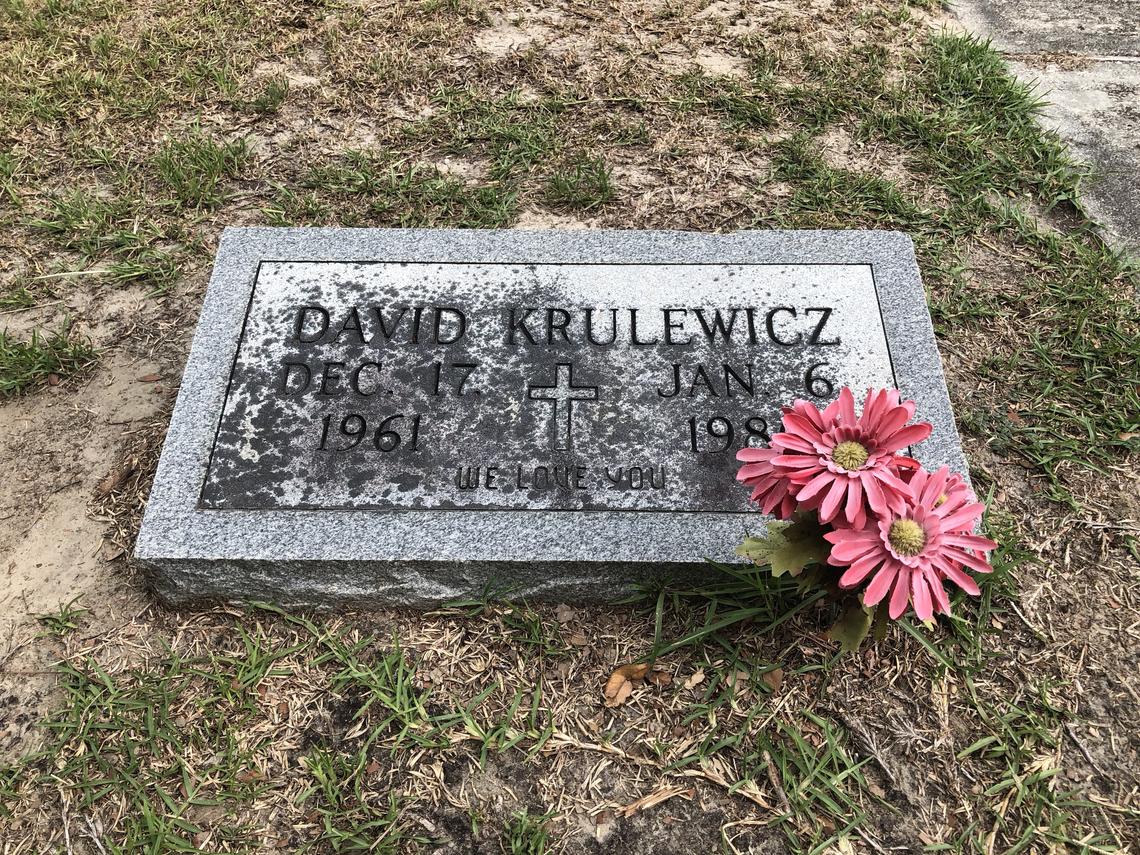 David Krulewicz’s headstone at the Forest Lawn Cemetery at Anderson Funeral Home in Beaufort.