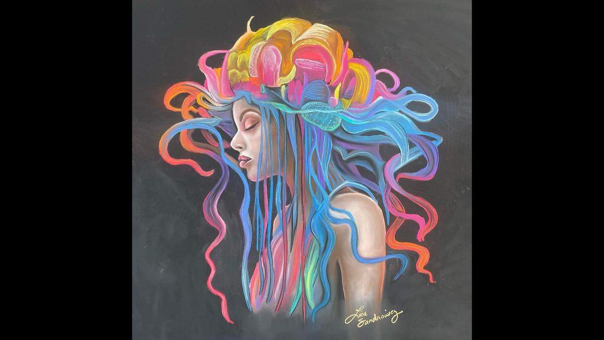 “Jellyhead” is a chalk art painting by Lisa Sandrowicz of Florida, a certified master chalk artist who will be in Beaufort for its Chalk It Up Festival March 28-29.