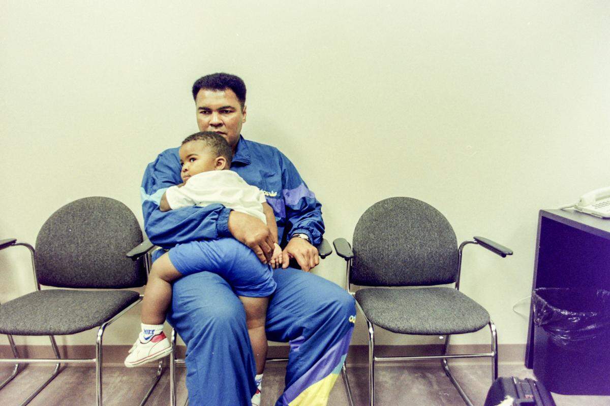 Muhammad Ali, left, is photographed with his son, Asaad, on Sept. 22, 1992, at Hilton Head Hospital on Hilton Head Island. Ali was on the island to resume medical treatment for symptoms similar to Parkinson’s disease.