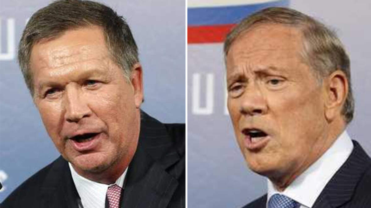 Ohio Gov. John Kasich, left, and former New York Gov. George Pataki