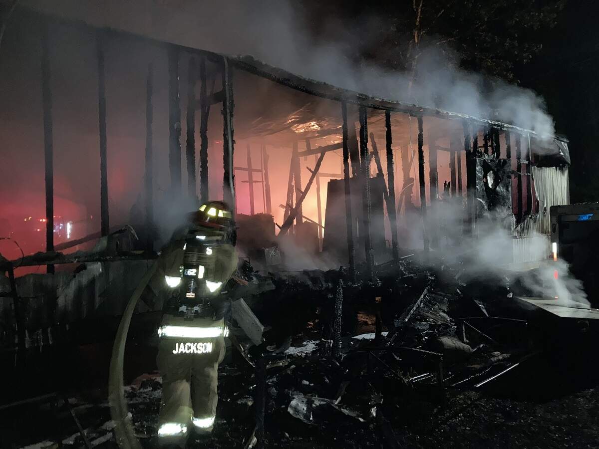 A photo from Thursday evening shows the fire damage to the mobile home on Broad River Blvd. in Beaufort.