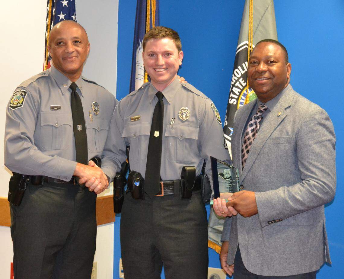 Then-State Transport Police Officer Robert Harman wins a 2014 Officer of the Year award.
