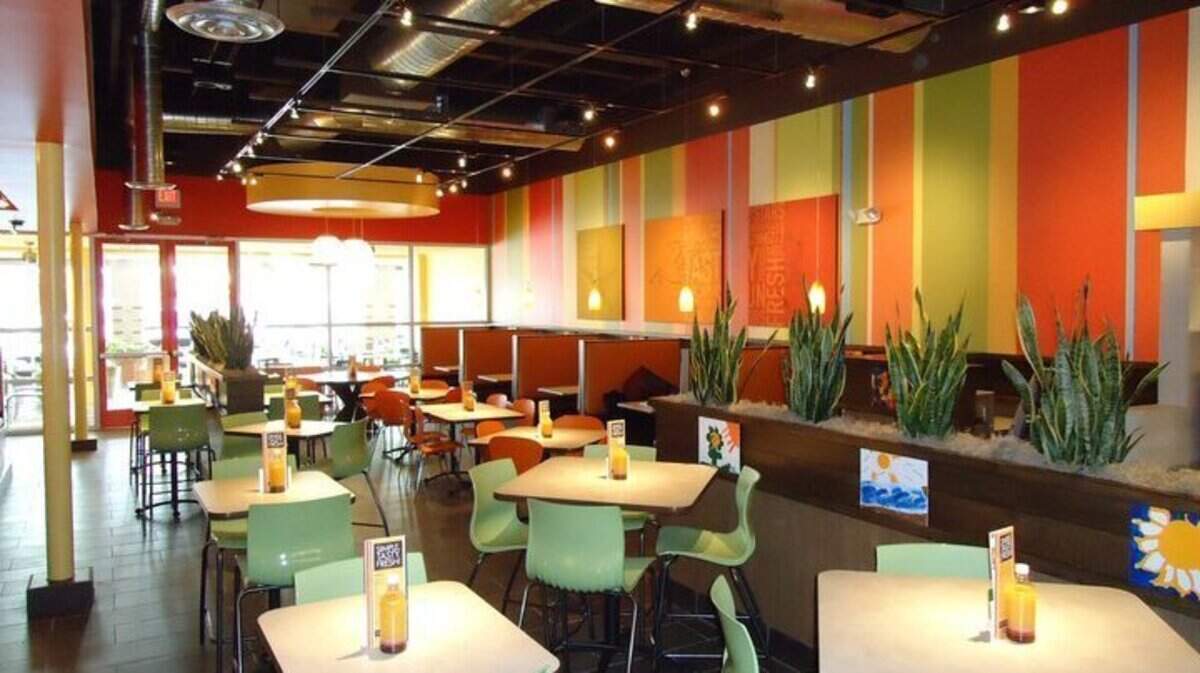 A typical Zoes Kitchen interior can be seen in this photograph provided by the chain.