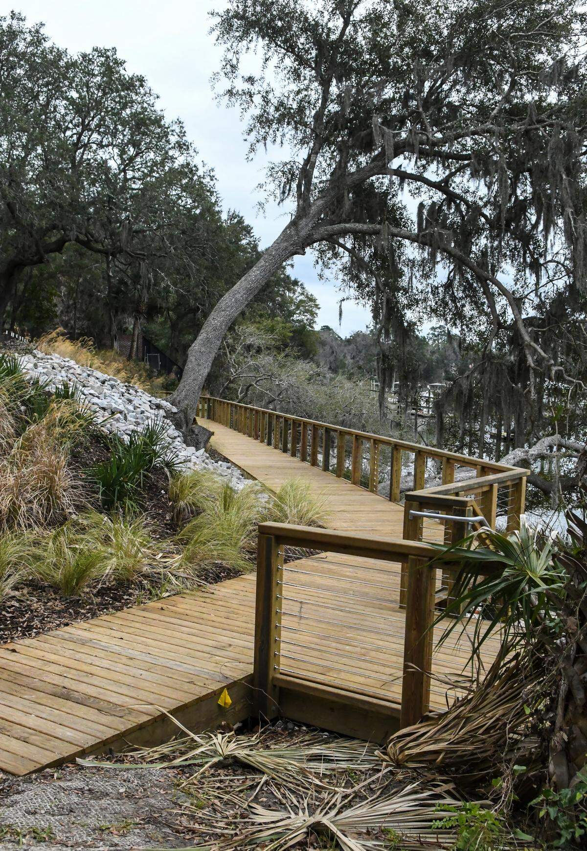 While not yet open to the public, a walkway will allow visitors to walk above the bulkhead along the May River as seen on Thursday, Jan. 23, 2020, as part of the Wright Family Park located at the end of Calhoun Street in Bluffton.