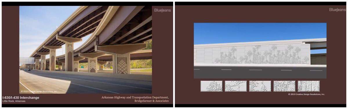 Designs on bridges and highway walls in Arkansas were presented as examples of place-specific aesthetic design that could be mirrored on the U.S. 278 corridor on Hilton Head Island. 
