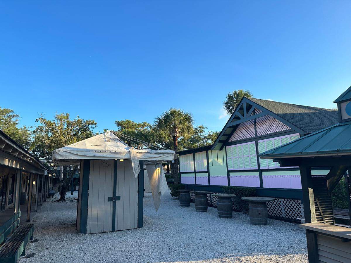 Winds reaching up to 66 mph Wednesday in Beaufort County ripped the tent of a vendor stall in Coligny Plaza, located on N Forest Beach Dr on the south end of Hilton Head.