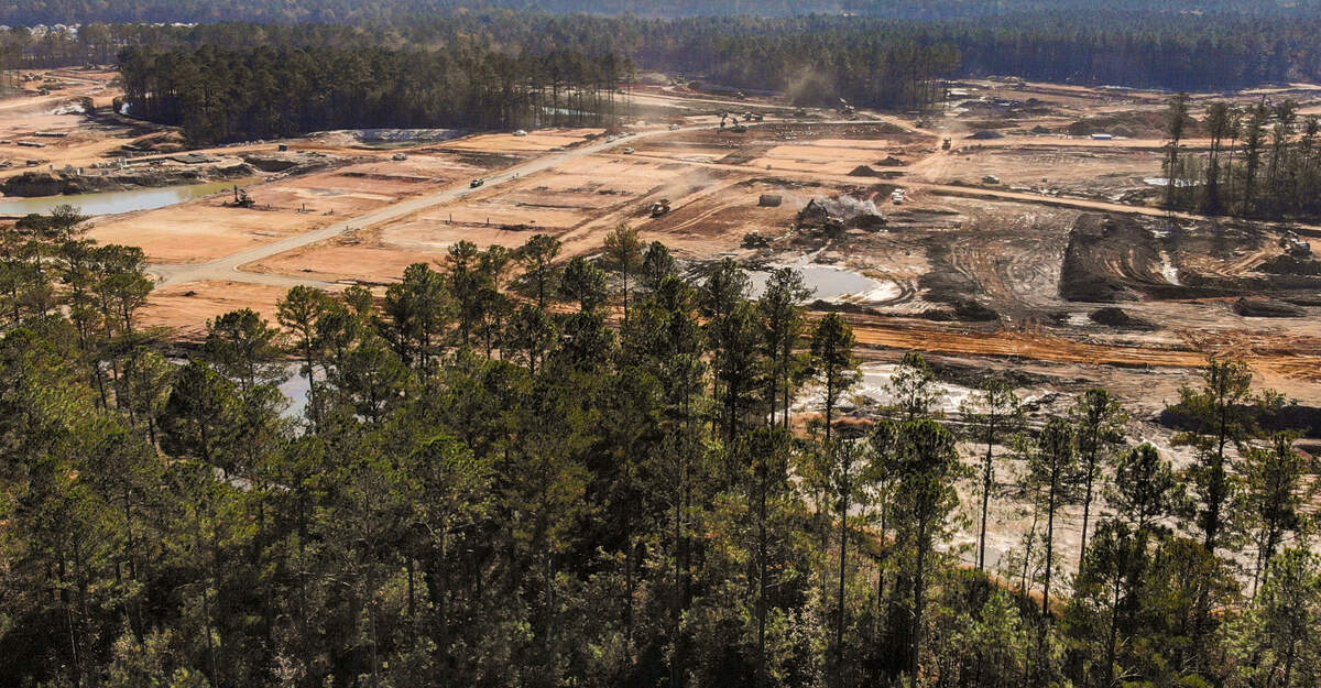 Work continues on clearing land for the future development of Latitude Margaritaville Hilton Head as seen on Nov. 30, 2021 in this photo taken with a drone.