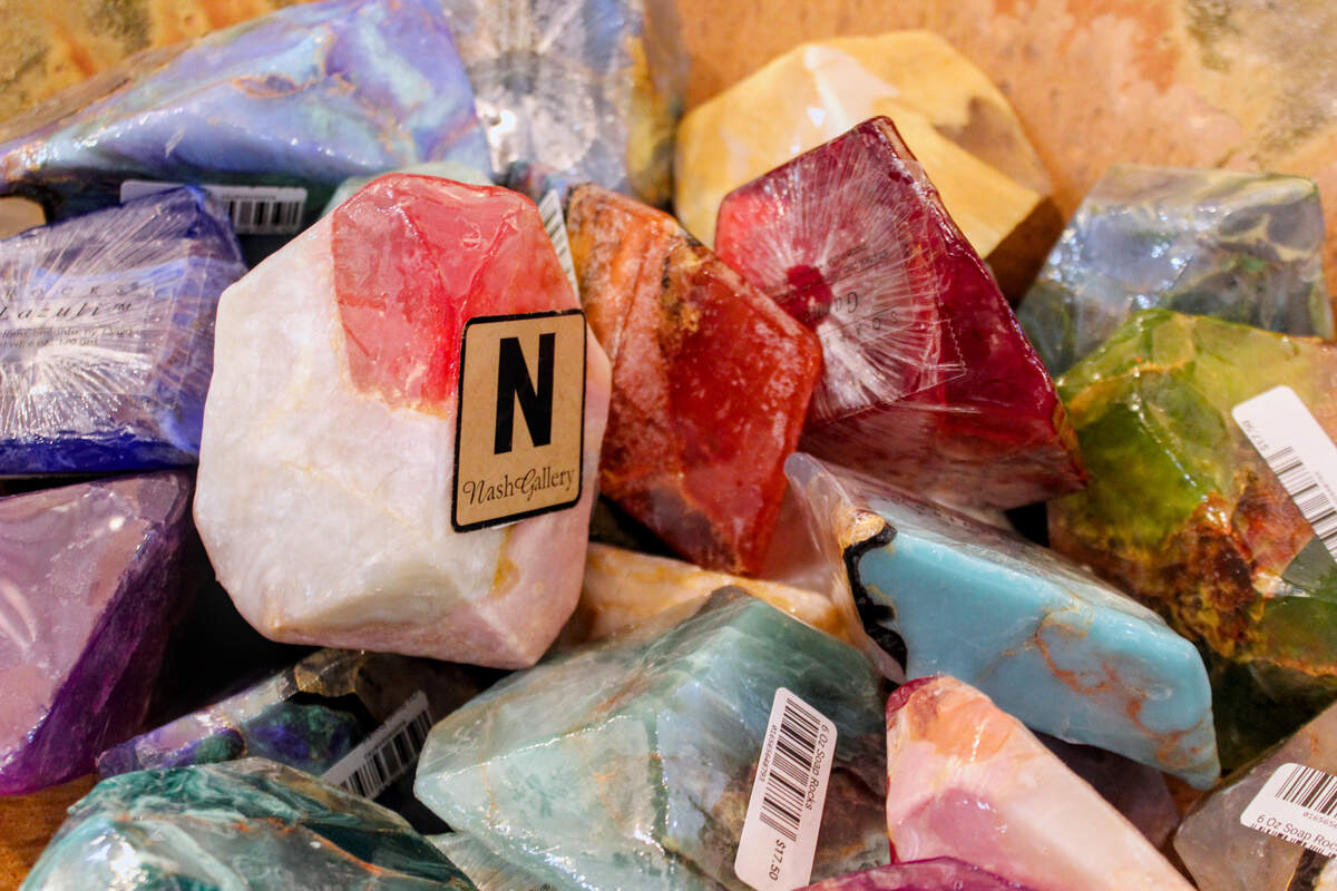 There’s “something for everybody” at Nash Gallery in Shelter Cove, including these soaps designed to look like semiprecious stones for $17.50.
