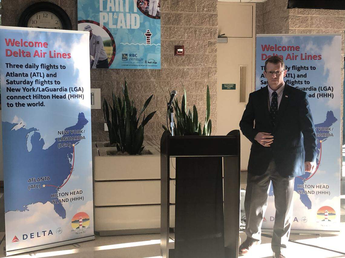 County Airports Director Jon Rembold at the airport on Wednesday, Jan. 9 when he announced Delta would begin flying into Hilton Head in 2019.