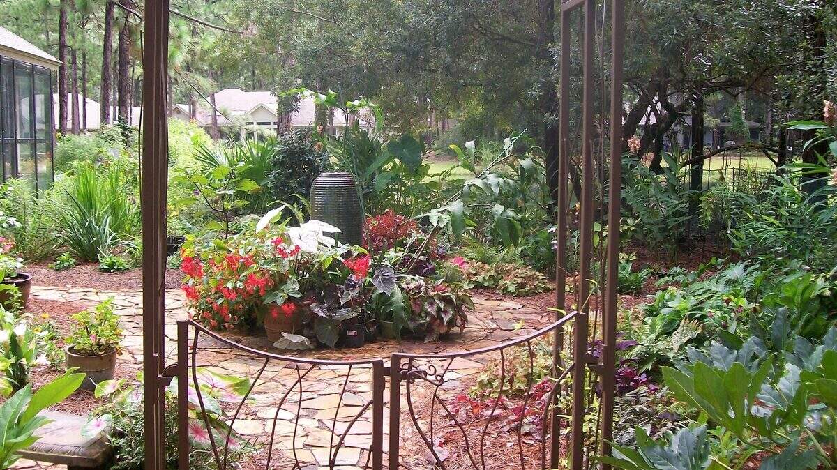 A new garden gate is seen in Annemarie Kinsky's garden. 