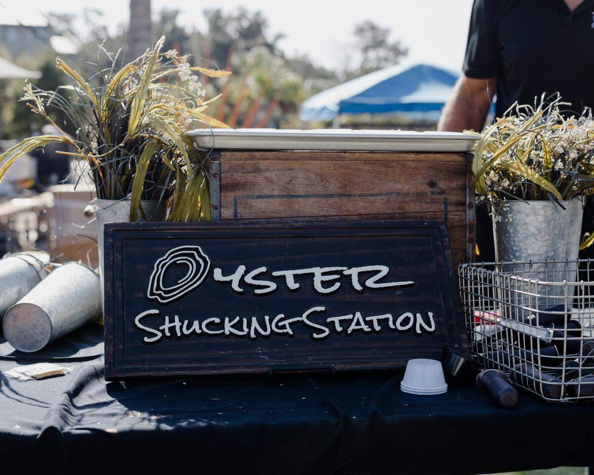 Oyster shucking station pictured from the 2024 Hilton Head Oyster Festival.