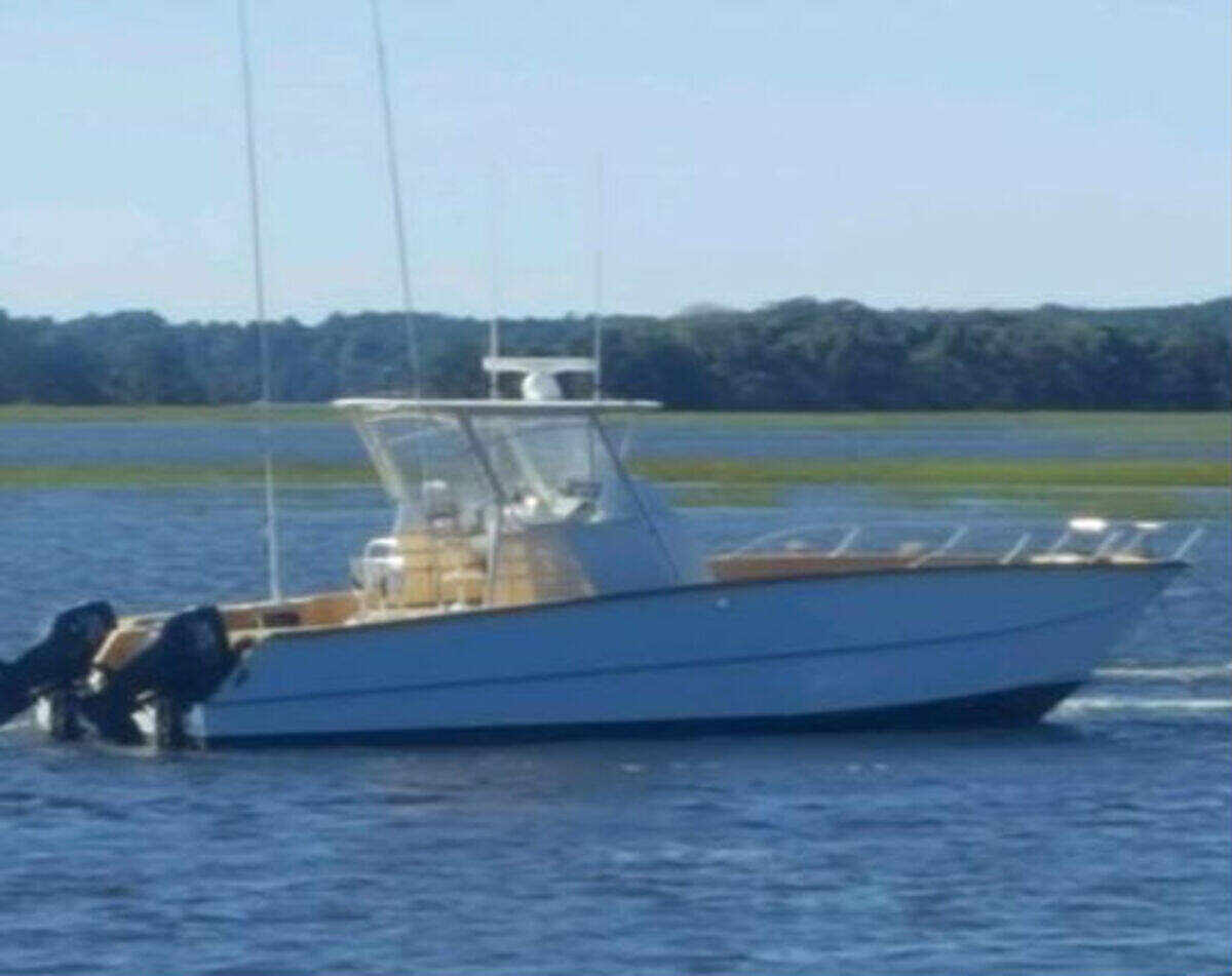 Randy West’s 40-foot catamaran, a boat he built himself, is pictured in this photo.