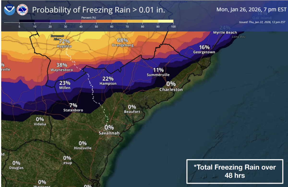 As a winter storm approaches South Carolina this weekend, updated forecasts suggest Beaufort County will avoid the worst of the icy conditions expected elsewhere in the state.