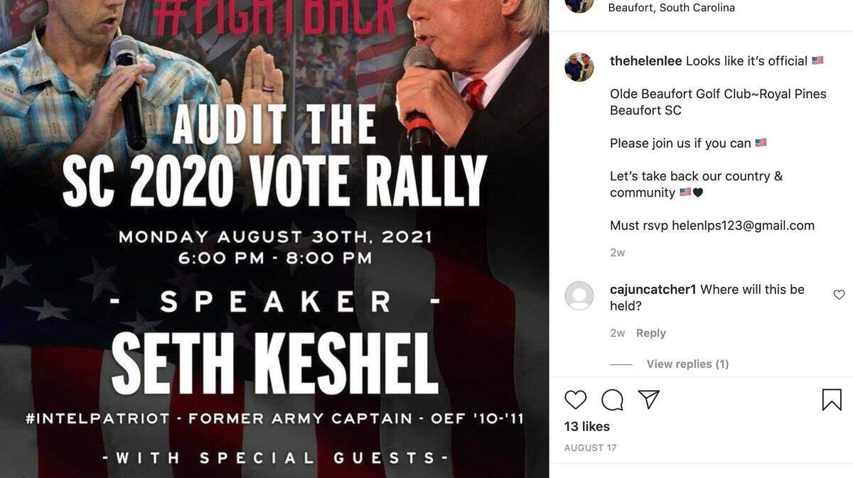 A screenshot from Beaufort Elections Commission member Helen Spalding’s Instagram page.