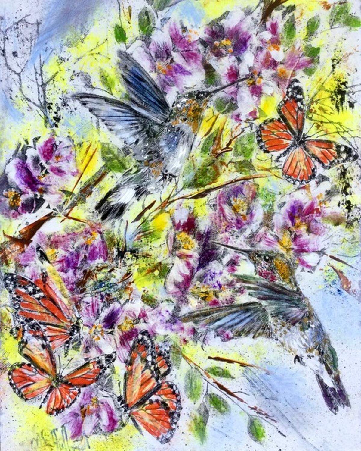 Some of the paintings of Mark S. Holland, an artist from Asheville, N.C., are shown at Mystic Osprey Gallery in Habersham, north of Beaufort, S.C. His works are 10x10 inches and larger.