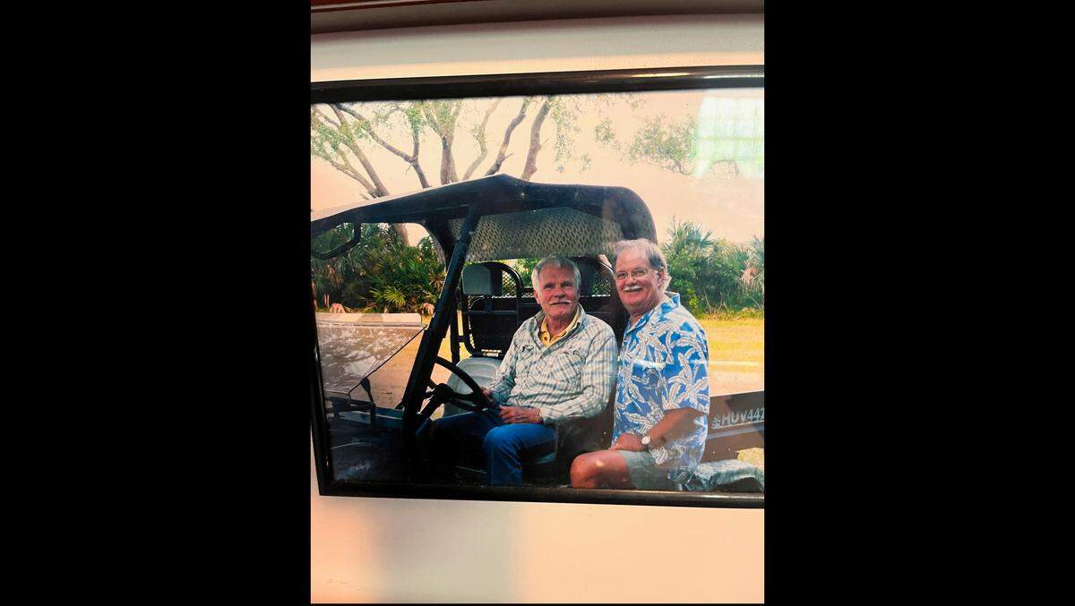 Ted Turner and Boogie Tudor on St. Phillips Island.