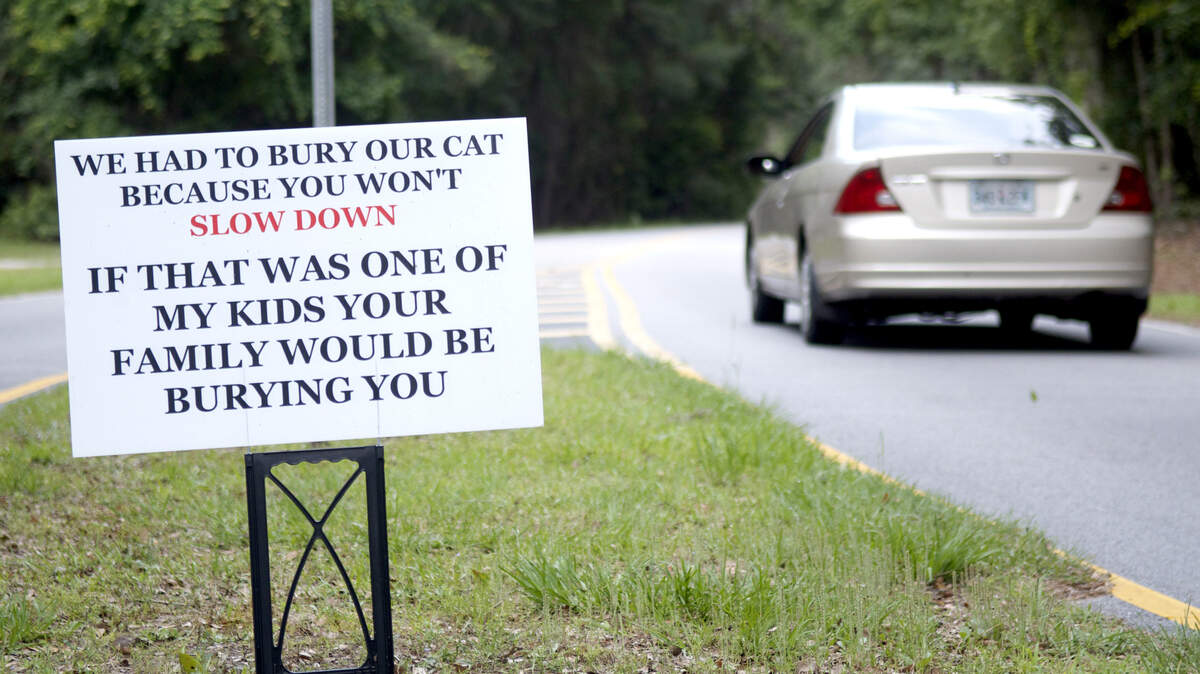 Residents along Foreman Hill Road in Bluffton have placed signs along the road which allows for a top speed of 25 mph. Some residents have lost pets to drivers speeding along the road and are concerned for the safety of their children.