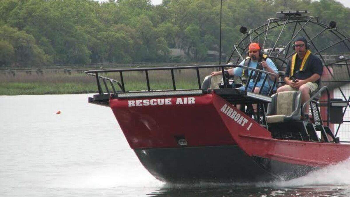 Beaufort Water Search and Rescue demonstrates its airboat during the MCAS Beaufort Air Show in April 2015.