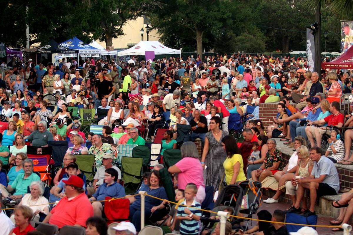 A large crowd watches the entertainment at the Beaufort Water Festival in Henry C. Chambers Waterfront Park in Beaufort in this file photo. The 64th annual festival starts Friday.