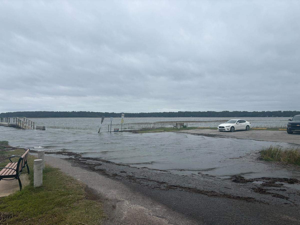Friday’s high tide flooded the Pigeon Point Boat Landing in Beaufort.