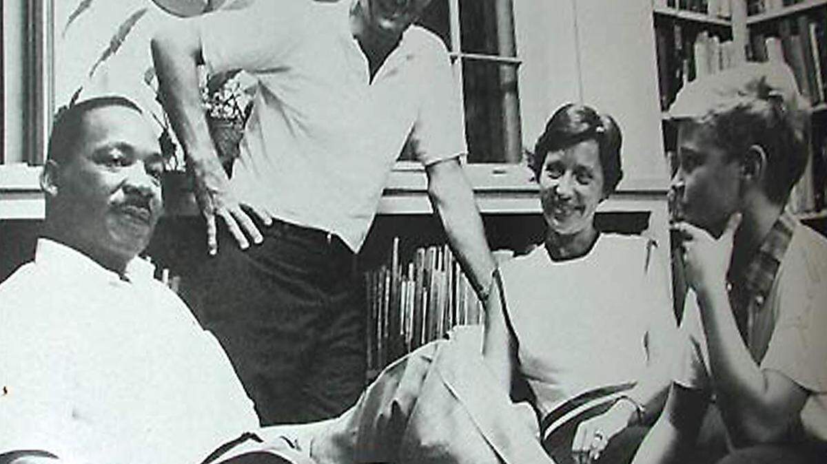 Courtney, Elizabeth and John Siceloff with the Rev. Martin Luther King Jr. at Penn Center on St. Helena Island in the 1960s.