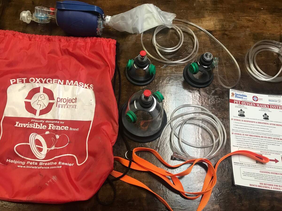 The Project Breathe kits contain small, medium and large oxygen masks for pets.