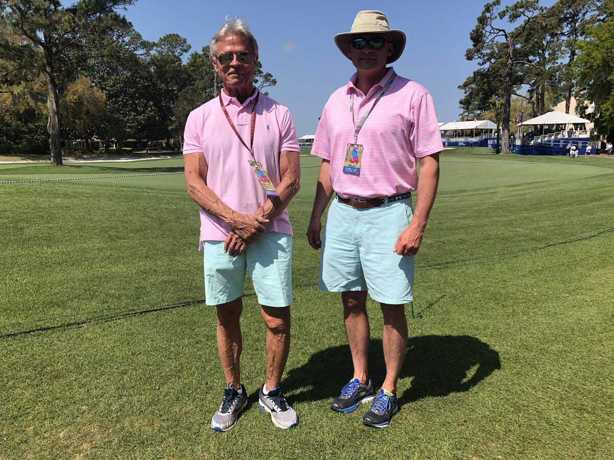Joe W. King, L, and Chris Marsh accidentally matched at the RBC Heritage Golf Tournament on Hilton Head, April 14, 2018.