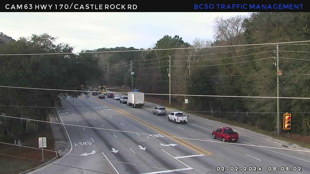 Traffic is Backed up on Highway 170 near Castlerock Road Friday morning at 8:10 a.m.