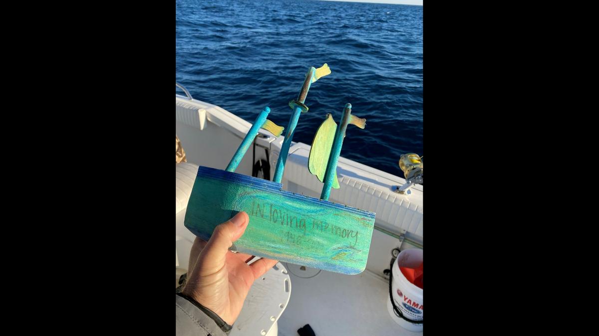 This wooden boat washed up on Hilton Head Island and was found by a member of the Sea Turtle Patrol. Charter Capt. Chip Michalove took it back out to sea on one of his shark tagging expeditions.
