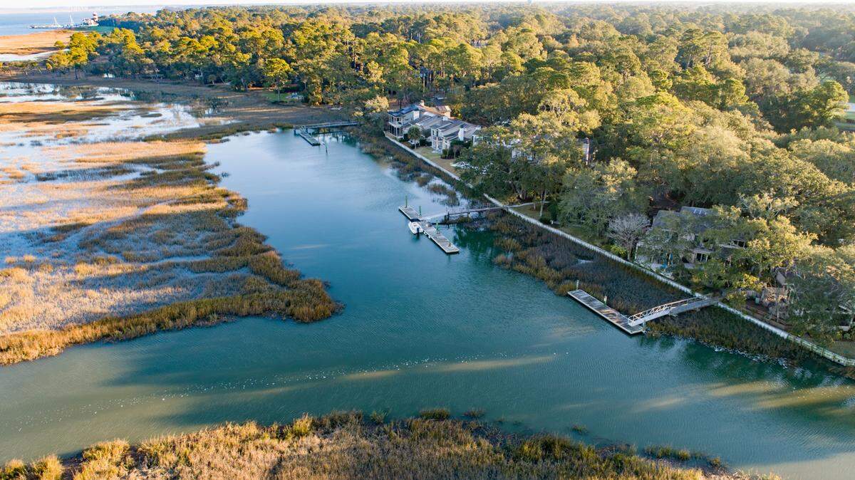 Drone footage of Baynard Creek in Hilton Head Island’s Sea Pines community.