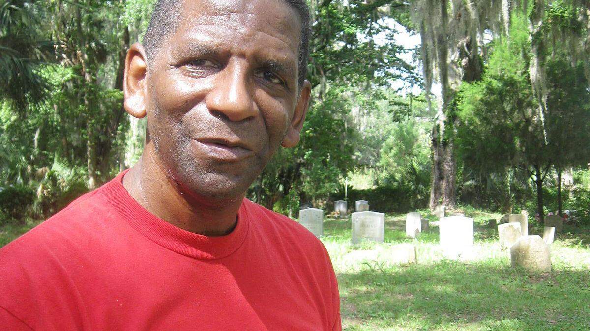 Howard D. Wright in the Talbird Cemetery, where he hopes 300 grave markers will be placed to honor local blacks who fought in the Civil War.