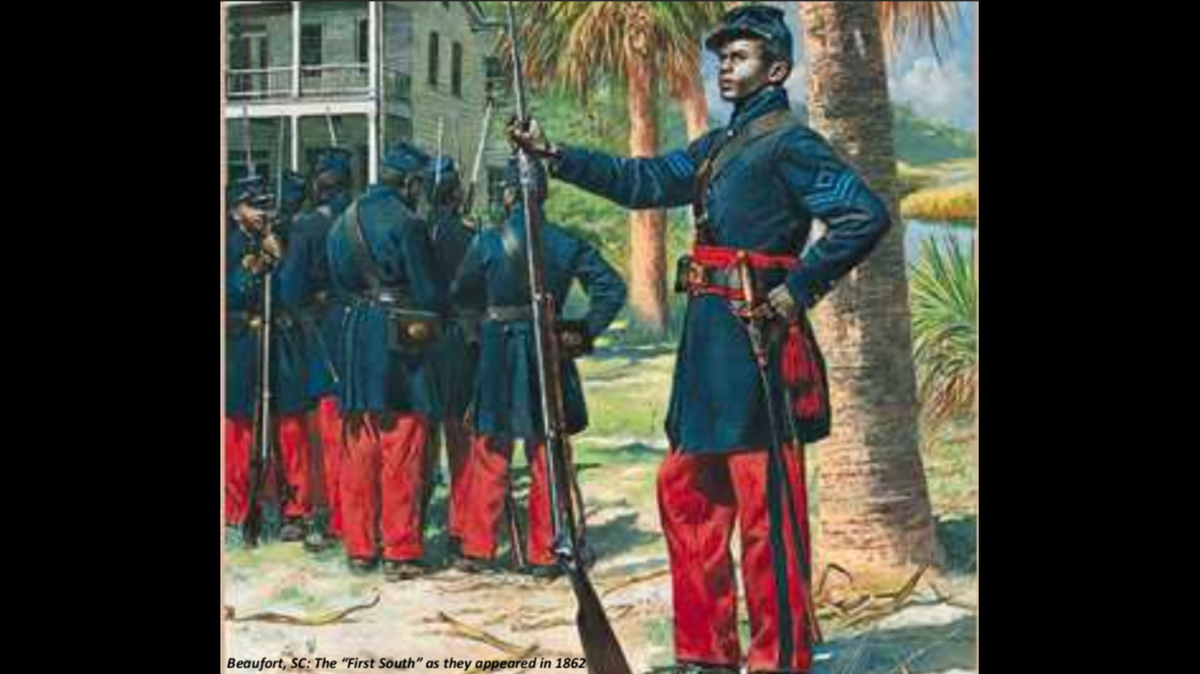 The First South Carolina Volunteers, the first regiment of Black soldiers to fight for the Union in the Civil War, was formed in May 1862 in Beaufort.