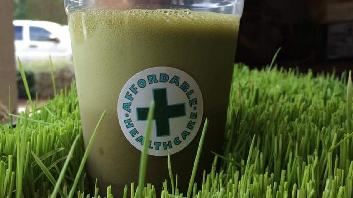 Pictured is a Green 'n' Grape juice, featuring grape, apple, lemon, spinach and parsley, at AHC Juice Bar in Bluffton.