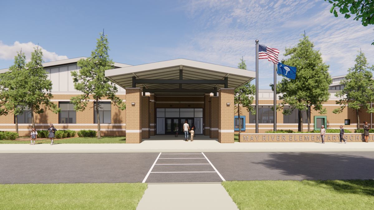 A rendering of May River Elementary School, designed by Quakenbush Architects of Columbia, SC.