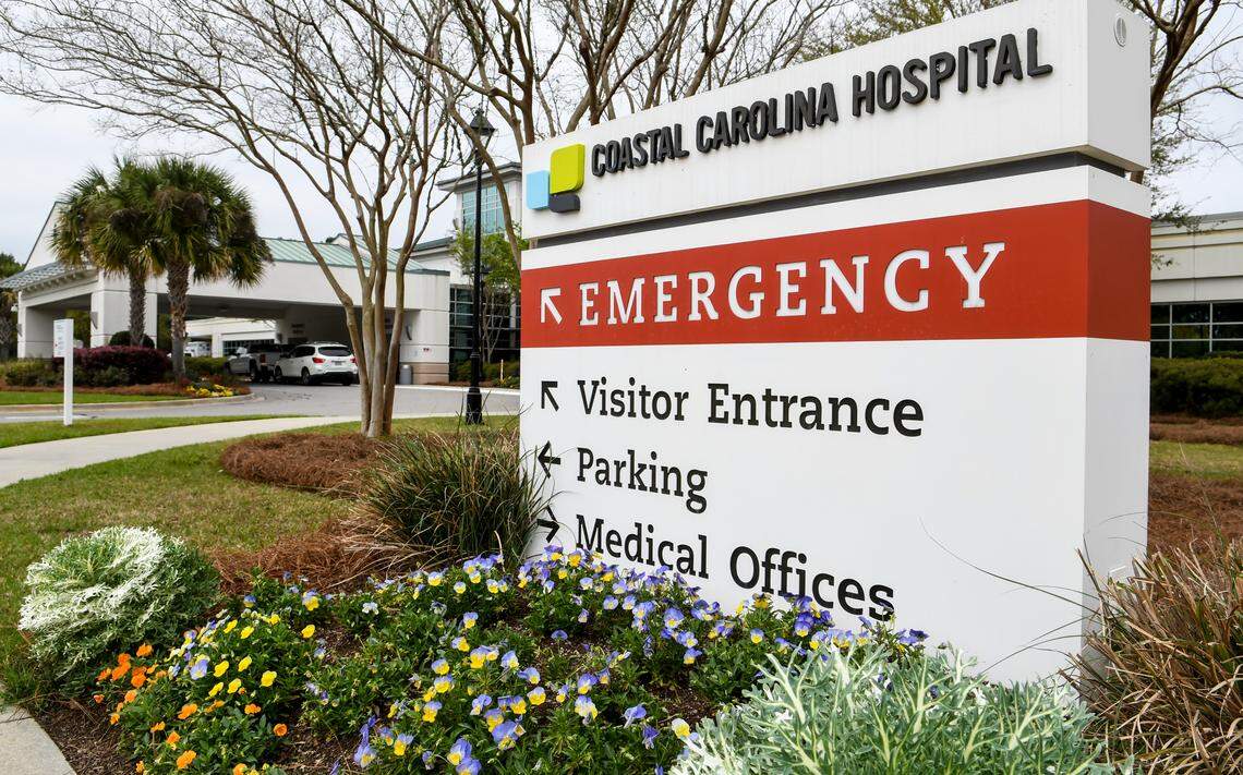 The emergency entrance, as seen on March 23, 2020, to Coastal Carolina Hospital.