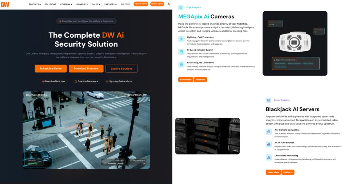 Digital Watchdog offers a variety of solutions to integrate AI-powered analytics into surveillance systems.