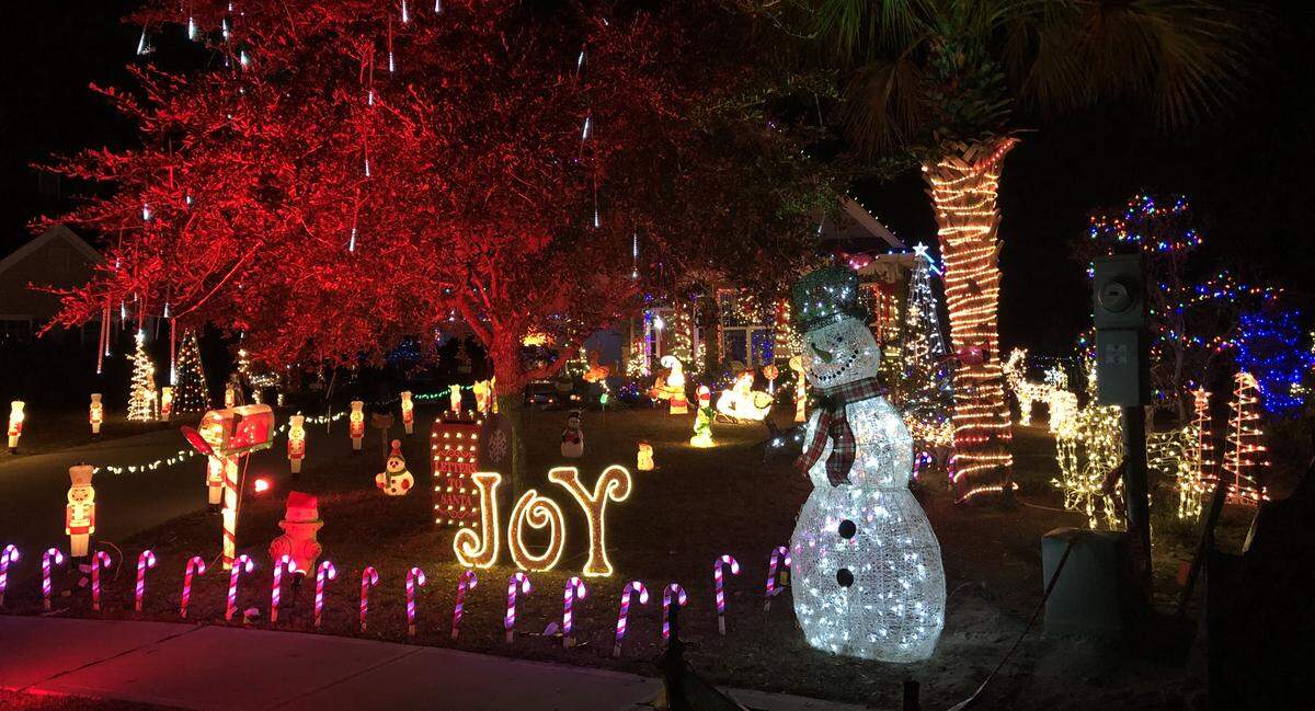 The home at 211 Argo Circle in Bluffton, in the Cypress Ridge neighborhood, has a brilliant light display.