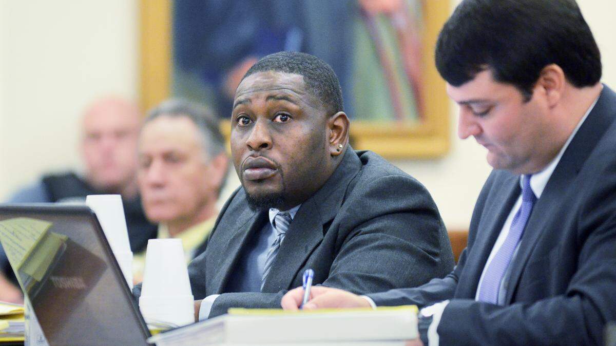 Defendant Aaron Young Sr. listens to proceedings during his murder trial on Monday at the Beaufort County Courthouse. Young Sr. -- charged in the 2012 murder of an 8-year-old Hilton Head Island boy, Khalil Singleton -- stands trial nearly three years after the boy was shot and killed while playing in his grandmother's yard. Aaron Young Sr., 39, is the last of three men to be tried for murder in the slaying. Both Tyrone Robinson and Young's son, Aaron Young Jr., have been tried and convicted in the past year.