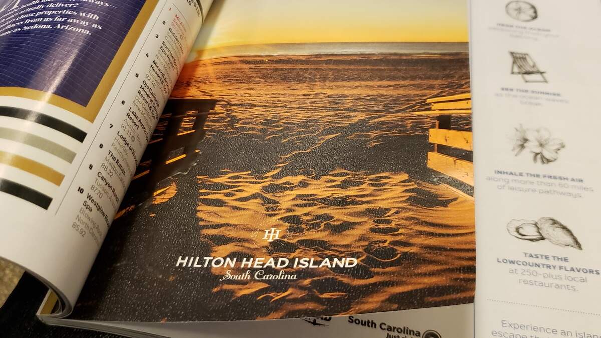 An advertisement bought by Hilton Head-Bluffton Chamber of Commerce in the August 2018 issue of Travel + Leisure magazine. Chamber President Bill Miles pointed this advertisement as an example as to why the chamber’s “secret sauce” must be protected.