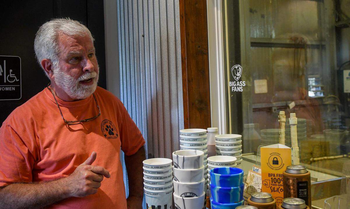 Tony Chase, co-owner of Daufuskie Island Distillery with his wife, talks about the expansion of the distillery on Tuesday, March 26, 2024 on Daufuskie Island. Chase attributes low business sales this year to the public ferry changing hands and has posted on the distillery’s Facebook page a list of area charter boats in hopes of getting more people to the island.