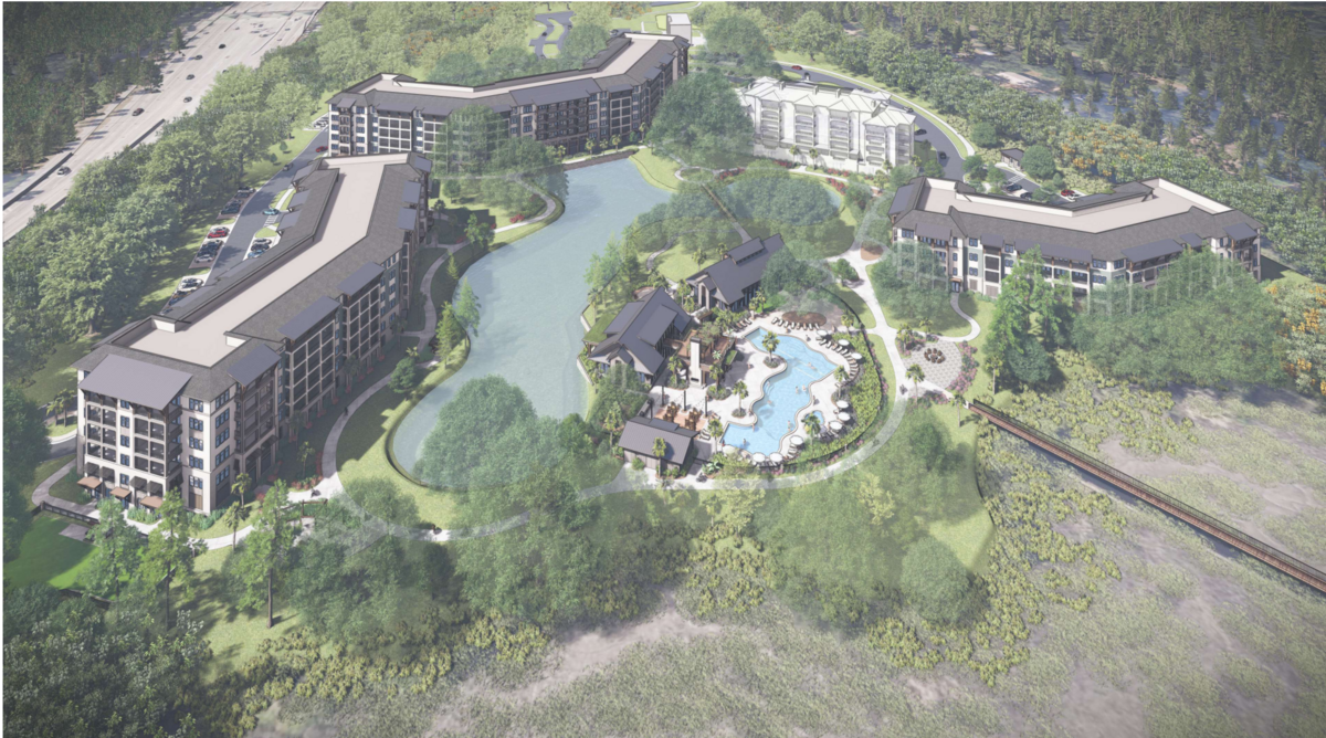 Architectural renderings show what the new 254-unit apartment complex near Marshland Rd will look like on Hilton Head Island.