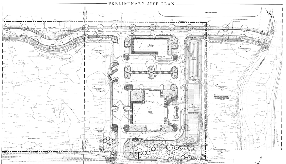 A 5,750 square-foot primary clinic is shown at the top of the site plan. An 11,620 square-foot freestanding emergency department is shown below that. Novant Health additional medical facilities are planned on the 14-acre property in the future but what kind haven’t been determined. The site is on Robert Smalls Parkway near the Walmart.