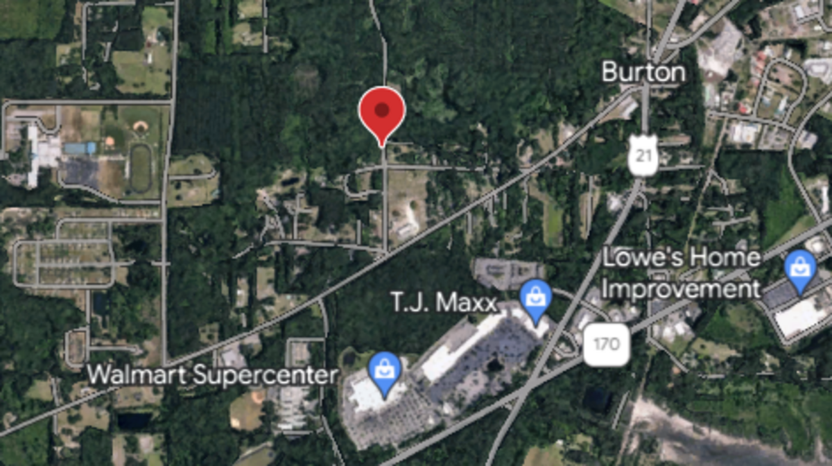 The burned vehicle was found in the woods near the intersection of Ramsey and Ramblin Roads, located north of the Walmart in Beaufort.