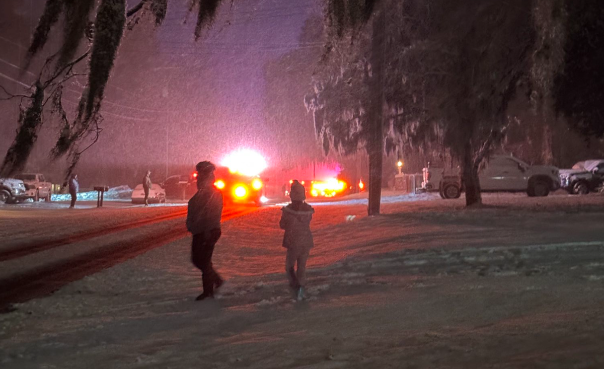 A photo taken from Shell Point Road around 8 p.m. on Jan. 31, shows emergency vehicles responding after two sledders in the roadway were run over by a truck. They were taken to Beaufort Memorial Hospital with reportedly non-fatal injuries and the truck driver was charged early the next morning with felony counts of hit-and-run and driving under the influence.