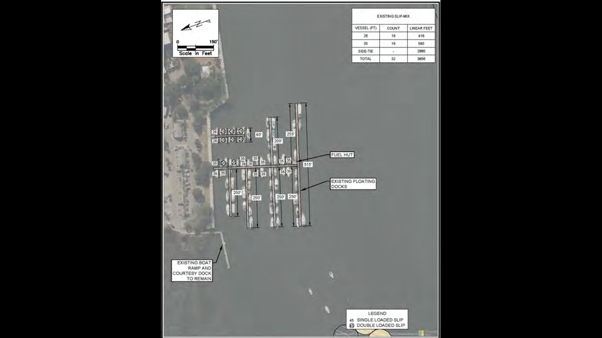 The existing layout of the Beaufort Marina.