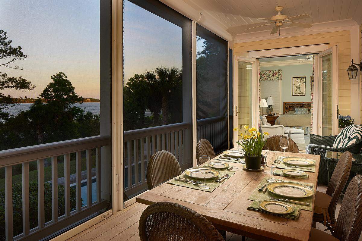 Is there anything more Southern than a screened porch? This one offers views of the water.