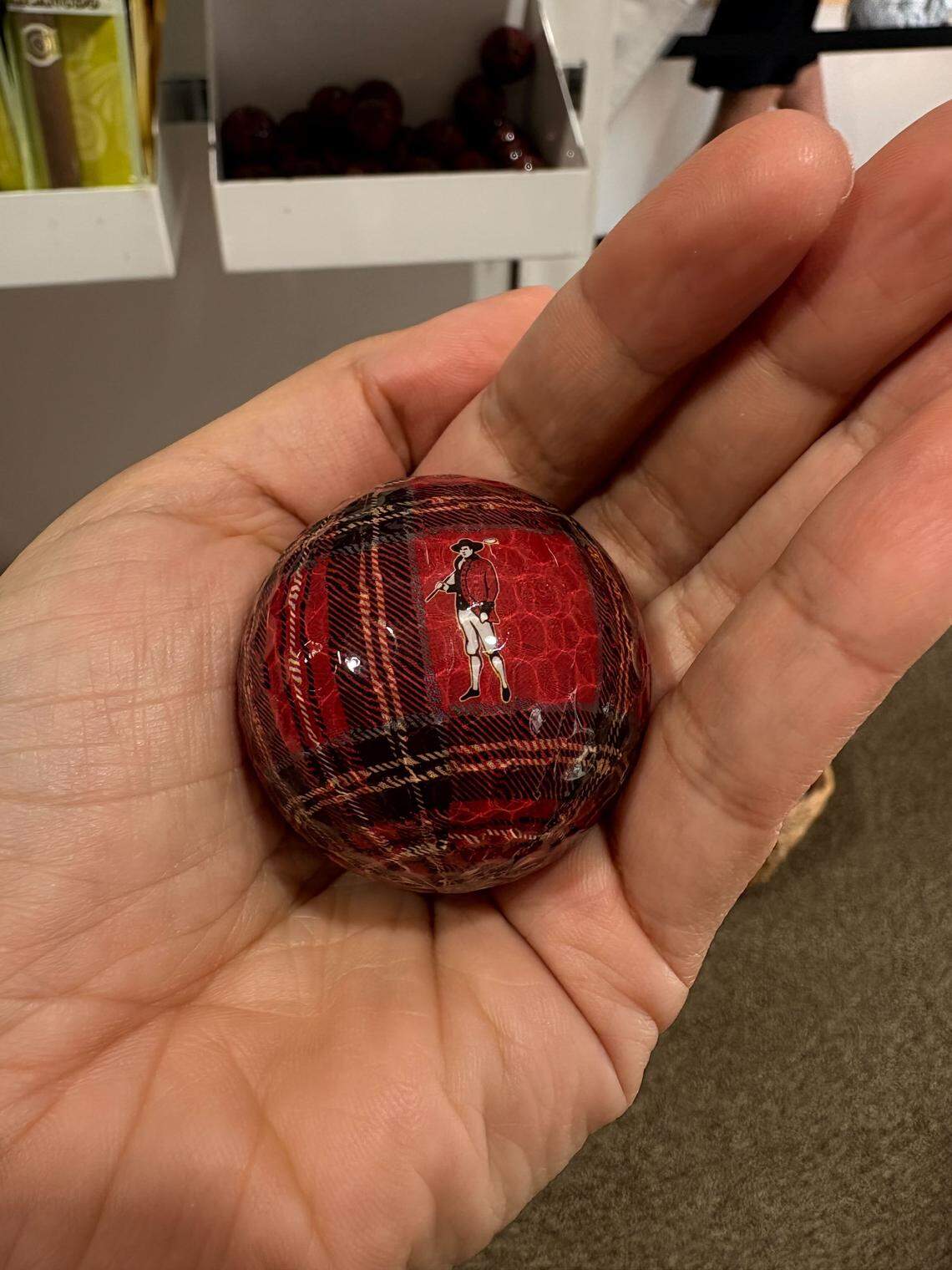 A plaid golf ball for sale at RBC Heritage on Hilton Head Island in 2026.