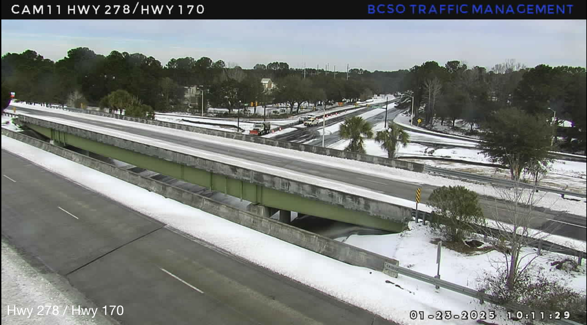 After completing most of their work on the nearby I-95 in Jasper County, snow plow crews with the South Carolina Department of Transportation shifted their focus Thursday morning to clearing major thoroughfares in the area, like U.S. 278. All lanes of the highway appeared to be clear of ice as of 10 a.m. Thursday.